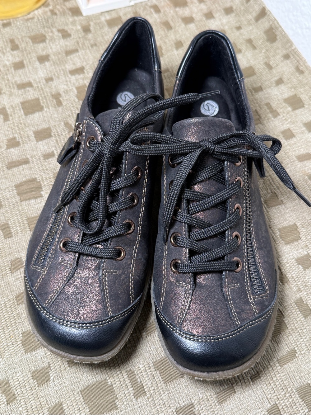 Remonte TEX Black Lace-Up Side Zipper Sneakers Men’s EU 37 Round Toe